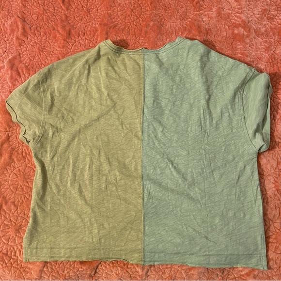 Anthropologie Pilcro Gianna Contrast Two Tone Green Top - Picture 4 of 5